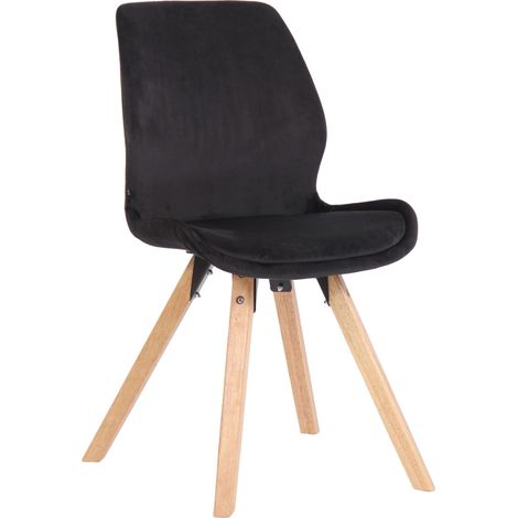 Chaise de salle à manger x1 design scandinave en velours noir et pieds en bois carrés clair 100002307
