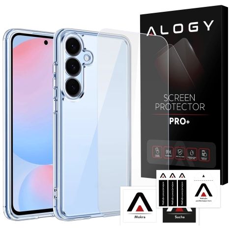 Funda transparente para Samsung Galaxy S25, bordes elevados, ajuste perfecto, PC + TPU, funda Alogy HybridShield™ + cristal templado (1/5)