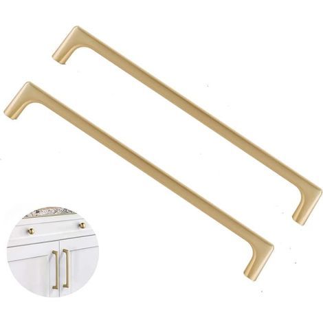Set aus 2 Küchentürgriffen aus gebürstetem Messing, 320 mm Mittenabstand, europäischer Stil, Griff aus Zinklegierung (Schrauben inklusive) (1/5)