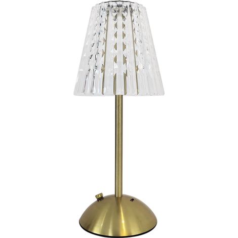 Elegante lámpara de mesa antigua dorada con pantalla de cristal, LED USB-C que cambia de color, 1,6 W, ELBA Milagro.