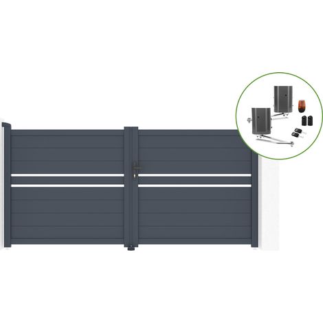 Portail battant 3m CIMONE H.140cm alu + motorisation BUNKER B500 (1/5)