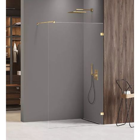 Paroi de douche à l'italienne 140 cm doré  MIAMI GOLD SHINE (1/4)