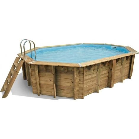 Ubbink – Piscine bois hors sol 300x400 – H120cm – Structure bois traité – Installation hors-sol ou enterrée – Liner bleu