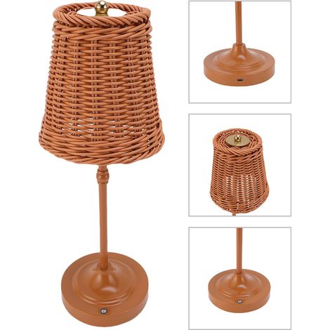 Lampe de Table LED en rotin sans fil, Rechargeable, variable, éclairage de chevet, respectueux des yeux, pour intérieur et extérieur, maison, Patio, Restaurant (1/5)