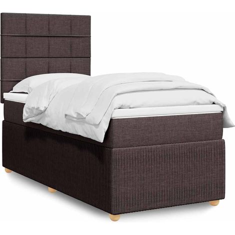 Cama box spring con colchón tela marrón oscuro 80x200 cm vidaXL (1/5)