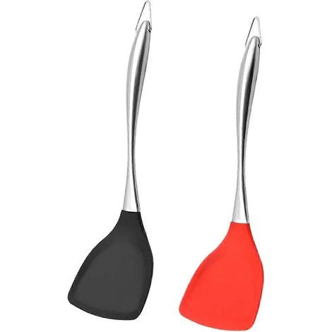 Silicone wok spatule inox cuisson turner non bâton shovel anti chaleur non toxic wok turner cuisine lot de 2 pièces (1/5)