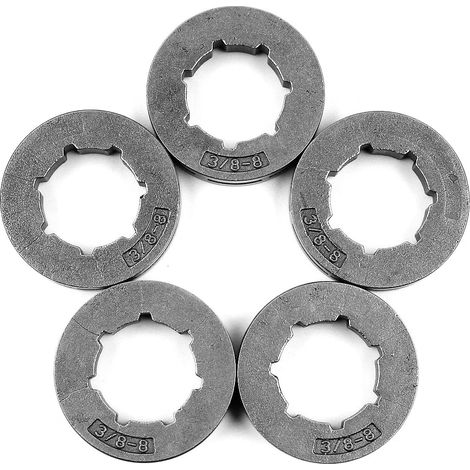 5 pièces 3/8" 8T Couronne de pignon compatible avec Husqvarna 61 162 181 266 268 272 281 288 298 362 365 371 372 385 390 394 395 2100 2101 3120 Scies (1/5)