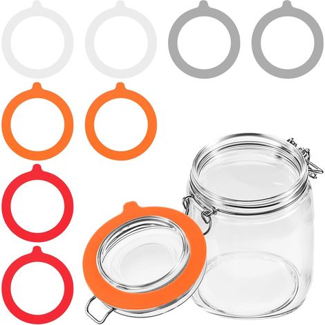 CCYKXA  Set of 8 replacement silicone seals, rubber rings for canning jars, glass seals, assorted colors, airtight, sealing rings 70 x 95 mm (1/5)