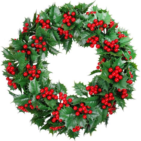 Guirlande De Noël - Baies Artificielles - Pour Porte Intérieure Extérieure - Diamètre 40 Cm - Décoration Festive (1/5)