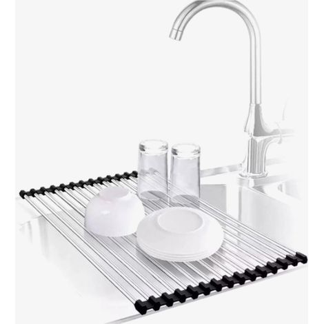 Scolapiatti arrotolabile - Design scandinavo - Scolapiatti da cucina pieghevole in acciaio inox resistente al calore - Lavabile in lavastoviglie - Materiale per uso alimentare (1/5)