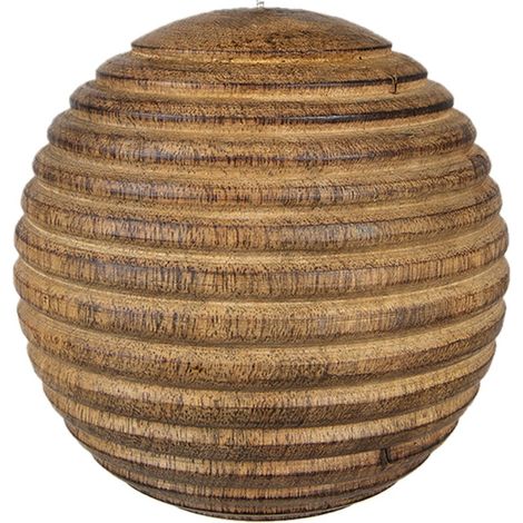 Boule de Noël en Bois Marron 12 cm - Décoration Suspendue Rustique pour Sapin de Noël - PANGIVO (1/4)