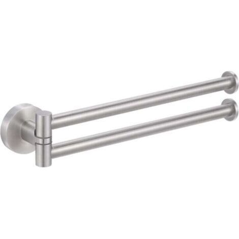 Porte-serviettes pivotant, support pour torchons de cuisine, barre porte-serviettes en acier inoxydable SUS 304, deux bras, pivotant à 180°, fixation murale, finition brossée, FLITI (1/4)