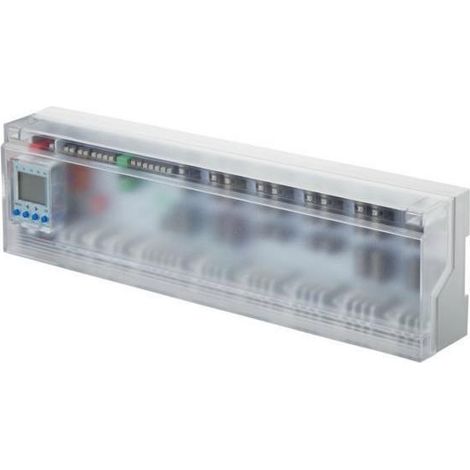 OVENTROP Elektrische Anschlussleiste für Flächenheizung 10 Regelzonen, Heizen / Kühlen (Change-Over), Pumpen- und Kesselsteuerung und integrierter Zeitschaltuhr, 230 V, 1400983