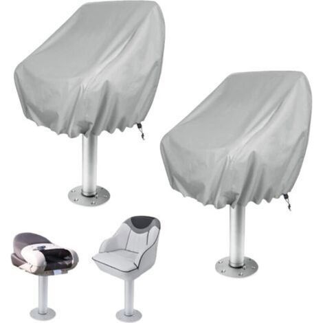 Lot de 2 housses de siège de bateau, housse de siège de banc de bateau de capitaine de ponton imperméable d'extérieur, housses de protection de chaise de barre en tissu Oxford