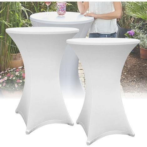 Randaco 2× Elastische Stehtischhusse Ø 70×110 cm, Weiß – Stretch Bistrotisch Husse für Hochzeit & Messe (1/5)