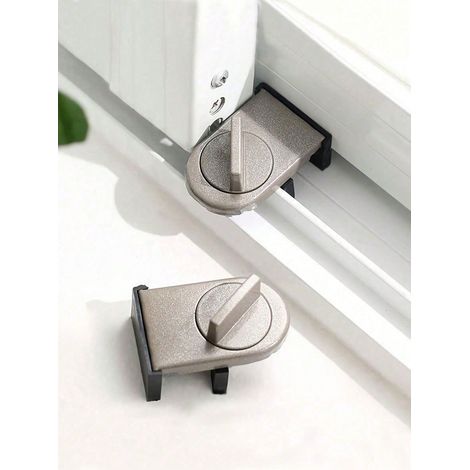 Serrure en aluminium 2 pièces pour portes et fenêtres coulissantes, renforcement anti-vol, protection pour porte coulissante de salon (1/5)