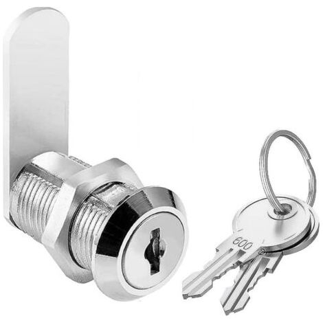 Serrure de boîte aux lettres de sécurité en acier inoxydable – 2 clés – Installation facile avec écrou à came – Pour panneaux jusqu'à 0.8 cm (1/5)