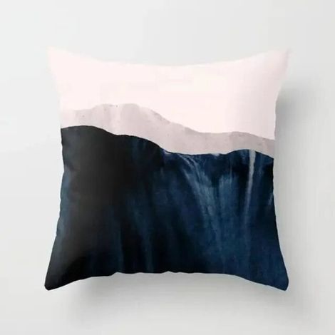 Taie D'oreiller - Coton Linen Mélangé - Motif Aquarelle Abstrait Double Face - Pour Canapé Lit Chaise Bureau Extérieur - 40x40 cm (1/5)