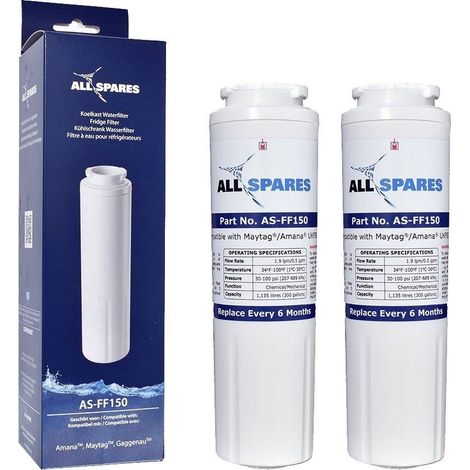Filtro de agua AllSpares (2x) para frigorífico compatible con Whirlpool UKF8001 (1/5)