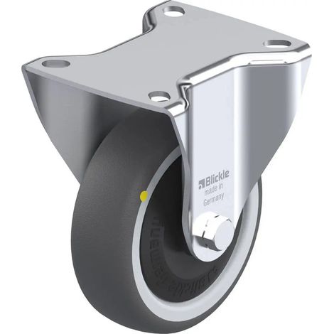 [NEUWERTIG] B-Ware Blickle Bockrolle Transportrolle Rad 100 Mm Grau Traglast 130 Kg Anschraubplatte