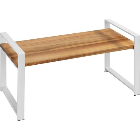 Étagère de Cuisine Louisa, Petite Étagère pour le plan de Travail, en Bois d'acacia et Métal, Crée plus d'espace de Rangement dans la Cuisine, 40 x 20 x 20 cm, Blanc (1/5)