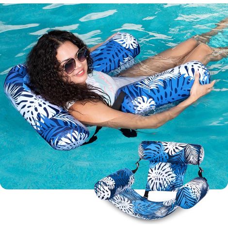 Shine Home Fauteuil Gonflable de Piscine Robuste, Chaise Longue Flottante Adulte pour Plage & Été - Bleu (1/5)