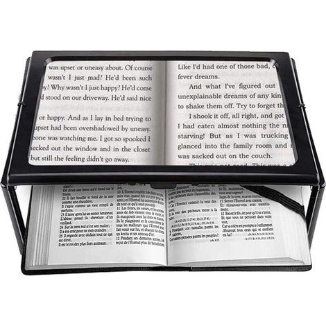 A4 Pleine Page Loupe de Lecture Loupe Sur Pied Rectangulaire Mains Libres avec 4 LED Lampe Lentille de Grossissement 3X pour Lire pour les Personnes âgées Les Aînés et Les Malvoyants de (1/5)