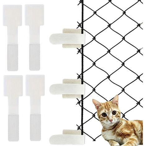 50 Pièces Crochet Filet Chat Crochets adhésifs extérieur, Filet de sécurité pour Chat, Protection Balcon sans percer, Balcon, Protection fenetre (1/5)