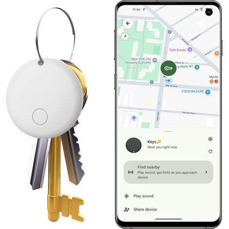 Localizador Bluetooth para Android con certificación de Google, localizador de llaves con tono de llamada de 60-80 dB, localizador de equipaje resistente al agua IP67. (1/5)