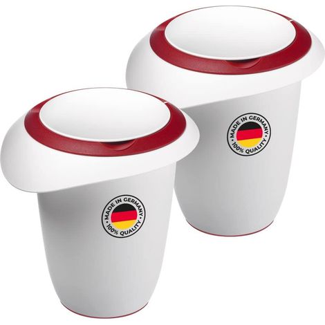 Lot de 2 batteurs en plastique avec couvercle en 2 parties, 1 l, avec bec verseur, blanc, rouge, 315122E3 (1/5)