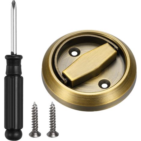 Serrure de porte encastrée 7,3 cm laiton poignée ronde en acier inoxydable 304 avec poignée cachée avec vis tournevis convient pour porte coulissante d'intimité (1/5)