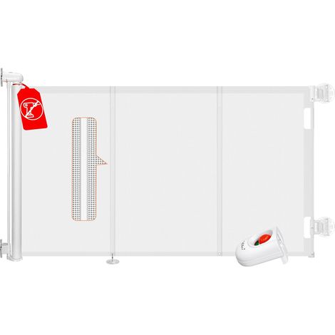 Barriere de Securite Enfant sans Percage 200cm Rétractable Barriere de Securite Chien avec Poteau de Support Barriere Escalier Enroulable pour Escaliers, Couloirs, Intérieur et Extérieur (1/5)