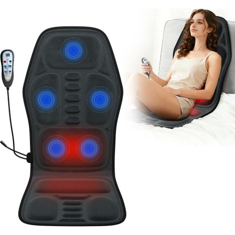 Cuscino massaggiante elettrico multifunzione per tutto il corpo, 5 zone di vibrazione per spalle, collo, schiena, zona lombare e fianchi, in tessuto felpato, 115×50×2 cm, con funzione riscaldante e te (1/5)