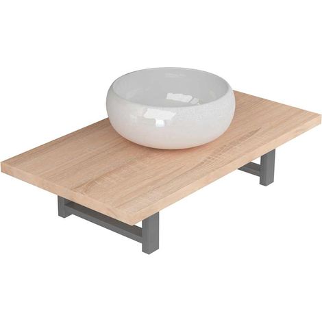 Maison Exclusive - 2-tlg. Badmöbel-Set Keramik Eichenbraun (1/5)