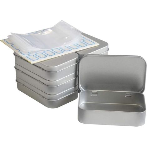 6 Boîte Metal, Rectangulaire Avec Couvercle, Acier Étame, Pour Rangement Cosmétiques (1/5)