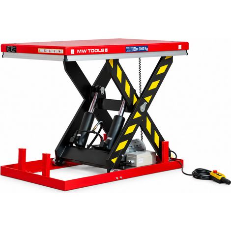 Table élévatrice à ciseaux électro-hydraulique - Hauteur de levage 1020 mm – 3000 kg – Moteur 2,2 kW 230 V - Plateau de 1300 x 800 mm MW Tools TPSL3102 (1/5)