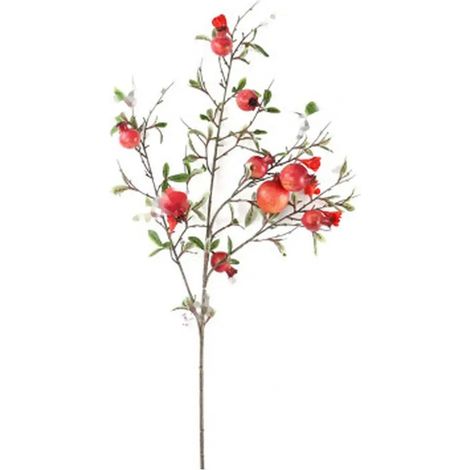 Ramo decorativo Jaen melograno arancione con 9 frutti H98 cm
