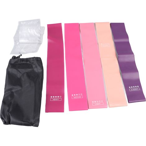 Lot de 5 bandes de résistance en latex pour sport à domicile, élastiques de fitness polyvalents, antidérapants, idéales pour Pilates et musculation. (1/4)