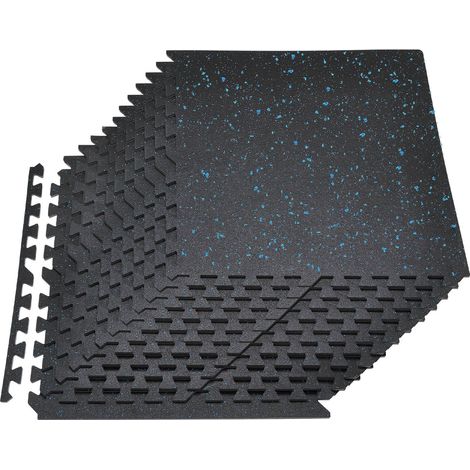 Tapis de fitness puzzle 24 pièces 610x610x14 mm en mousse EVA haute densité,dalles en caoutchouc interconnectées,protection sol gym à domicile (1/5)