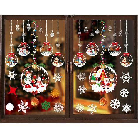 Stickers vitres Noël,autocollant Noël fenetre,Noël mural autocollant décoration,Sticker Noël pour Fenêtre Vitrine Vitre,Noël Magasin Fenêtre Décoration Stickers GROOFOO (Coloré A54) (1/5)