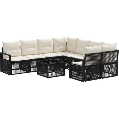 Conjunto de sofás de jardín 9 uds. Negro ratán sintético vidaXL (1/5)
