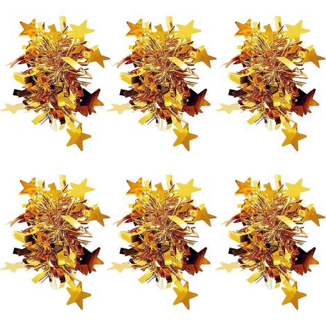 6 Pièces Metallic Pom Poms Cheerleading élastique cheveux Ropes scène spectacle élastique Band bracelet avec (1/5)