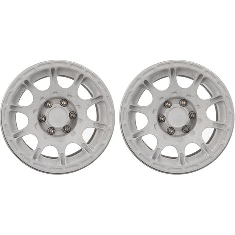 2 Pièces Jantes Alliage 1.9 Pouces pour Modèles RC Axial SCX10, Argent - Compatible avec Pneus à Blocage de Perles (1/5)