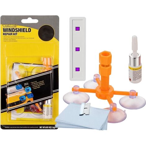 Kit Réparation Pare-Brise avec Lampe UV Type-C - Résine de Réparation pour Fissures, Impacts et Éclats de Vitre Voiture - Kit Universel de Restauration de Pare-Brise (1/5)