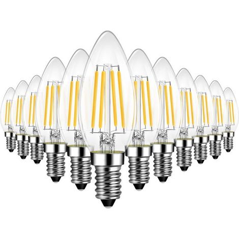 Ampoule LED à filament E14 7W Blanc chaud 2700K C35 Verre Éclairage rétro Non dimmable pour lustres et (1/5)
