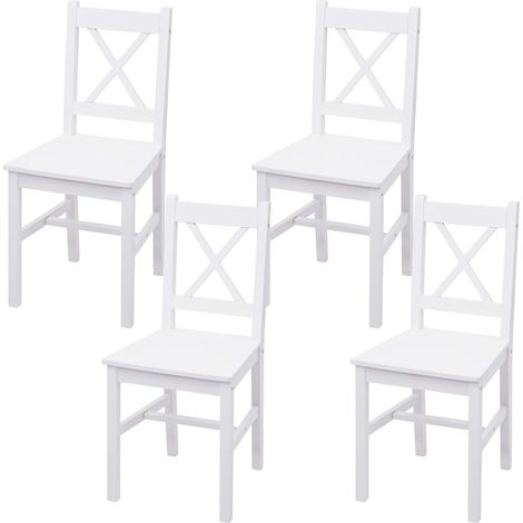 4x chaise de salle à manger HWC-F77, style rustique-cottage, en bois massif - blanc