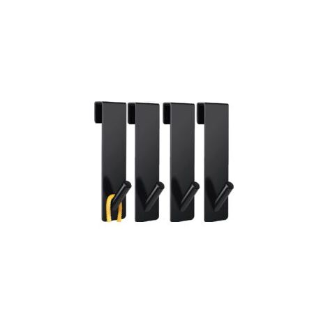 Gancio per porta doccia in quattro parti, nero, alto 17,8 cm, in acciaio inox - Crezuo