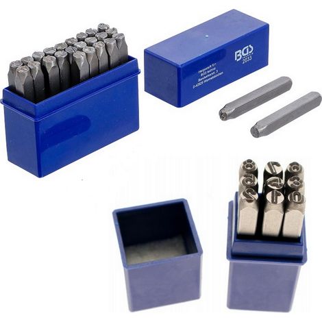 Bgs Technic – Kit de 36 chiffres et lettres à frapper 6 mm – Pour estampage sur métal et cuir – Précision et clarté d'impression