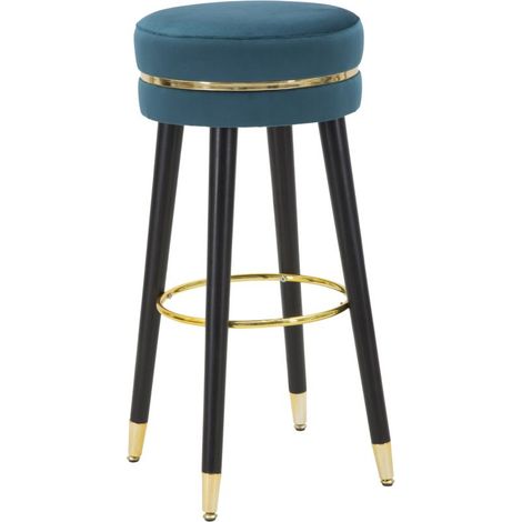 Tabouret de bar Paris bleu sarcelle/or cm Ø 35 x 74 (1/5)