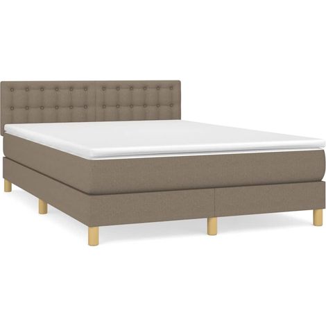 Sommier à lattes de lit avec matelas Taupe 140x190 Tissu (1/5)